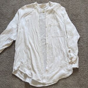 Aerie Gauzy Cover Up Shirt, M, White